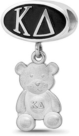 Image of Sterling Silver Kappa Delta Oval Bead With Teddy Bear Dangle by LogoArt