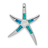 Image of Sterling Silver Lab-Created Blue Opal Inlay Flat Starfish Slide Pendant