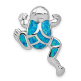 Image of Sterling Silver Lab-Created Blue Opal Inlay Frog Slide Pendant