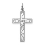 Image of Sterling Silver Laser Designed Cross Pendant QXR254