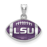 Image of Sterling Silver LogoArt Louisiana State University LSU Enameled Football Pendant