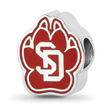 Image of Sterling Silver LogoArt Univ Of South Dakota SD Paw Print Enameled Bead