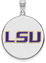 Image of Sterling Silver Louisiana State University Large Enamel Disc Pendant by LogoArt