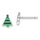 Image of Sterling Silver Madi K Enameled Christmas Tree Post Earrings