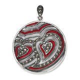 Image of Sterling Silver Marcasite & Red Epoxy Heart Pendant