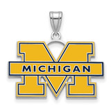 Image of Sterling Silver Michigan (University Of) Large Blue Enamel Pendant by LogoArt
