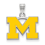 Image of Sterling Silver Michigan (University Of) Small Enamel Pendant by LogoArt