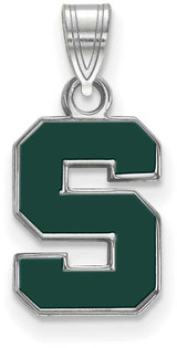 Image of Sterling Silver Michigan State University Small Enamel Pendant LogoArt SS031MIS