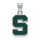 Sterling Silver Michigan State University Small Enamel Pendant LogoArt SS031MIS