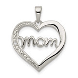 Image of Sterling Silver Mom CZ Heart Pendant QC5991