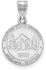 Image of Sterling Silver Montana State University Medium Crest Pendant by LogoArt