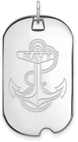 Image of Sterling Silver Navy Large Dog Tag by LogoArt (SS032USN)