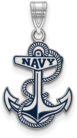 Image of Sterling Silver Navy Large Enamel Pendant by LogoArt