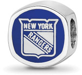 Image of Sterling Silver New York Rangers Banner Cushion Double Logo Bead LogoArt