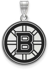Image of Sterling Silver NHL Boston Bruins Large Enamel Pendant by LogoArt (SS029BRI)