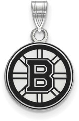 Image of Sterling Silver NHL Boston Bruins Small Enamel Pendant by LogoArt