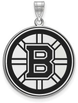 Image of Sterling Silver NHL Boston Bruins XL Enamel Pendant by LogoArt