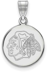 Image of Sterling Silver NHL Chicago Blackhawks Medium Disc Pendant by LogoArt