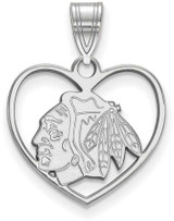 Image of Sterling Silver NHL Chicago Blackhawks Pendant in Heart by LogoArt