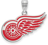 Image of Sterling Silver NHL Detroit Red Wings Large Enamel Pendant by LogoArt