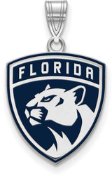 Image of Sterling Silver NHL Florida Panthers Large Enamel Pendant by LogoArt