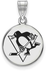 Image of Sterling Silver NHL Pittsburgh Penguins Medium Enamel Disc Pendant by LogoArt