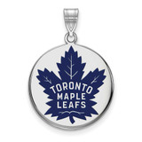 Image of Sterling Silver NHL Toronto Maple Leafs Large Enamel Disc Pendant by LogoArt