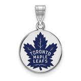 Image of Sterling Silver NHL Toronto Maple Leafs Medium Enamel Disc Pendant by LogoArt