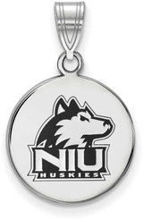 Image of Sterling Silver Northern Illinois U Medium Enamel Disc Pendant by LogoArt