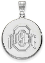 Image of Sterling Silver Ohio State University Large Disc Pendant by LogoArt (SS042OSU)