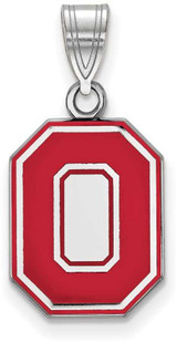 Image of Sterling Silver Ohio State University Medium Enamel Pendant by LogoArt SS056OSU