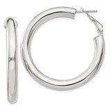 Image of 29mm Sterling Silver Omega-Back Hoop Earrings QE6638