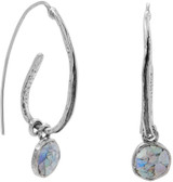 Image of Sterling Silver Oxidized Coil Design Ancient Roman Glass Earrings
