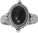 Image of Sterling Silver Oxidized Rope Design and Black Onyx Ring