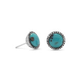 Image of 11mm Sterling Silver Oxidized Simulated Turquoise Stud Earrings