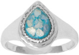 Image of Sterling Silver Pear Ancient Roman Glass Rope Edge Ring