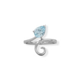 Image of Sterling Silver Pear Sky Blue Topaz and Swirl Ring