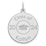 Image of Sterling Silver Personalized Graduation Cap Disc Charm