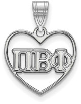 Image of Sterling Silver Pi Beta Phi Heart Pendant by LogoArt (SS008PBP)