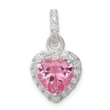 Image of Sterling Silver Pink CZ Heart Pendant