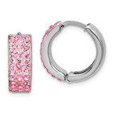 Image of 15mm Sterling Silver Pink Preciosa Synthetic Crystal Hinged Hoop Earrings