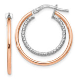 Image of 25.5mm Sterling Silver Pink Shiny-Cut Hoop Earrings QLE1114