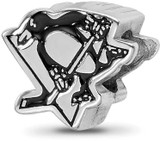 Image of Sterling Silver Pittsburgh Penguins Skating Enamel Logo Bead by LogoArt