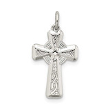 Image of Sterling Silver Polished & Textured Celtic Cross Pendant