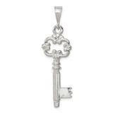 Image of Sterling Silver Polished & Textured Key Pendant