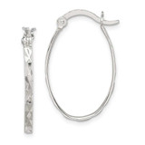 Image of 15mm Sterling Silver Polished & Textured Oval Hoop Earrings