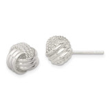 Image of 10mm Sterling Silver Polished and Textured Fancy Love Knot Stud Post Earrings QE11775