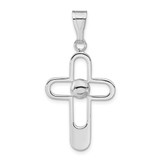 Image of Sterling Silver Polished Cross Pendant QC3250