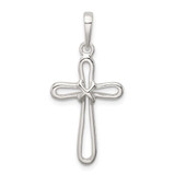 Image of Sterling Silver Polished Cross Pendant QC6640