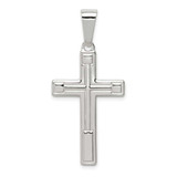 Image of Sterling Silver Polished Cross Pendant QC7219